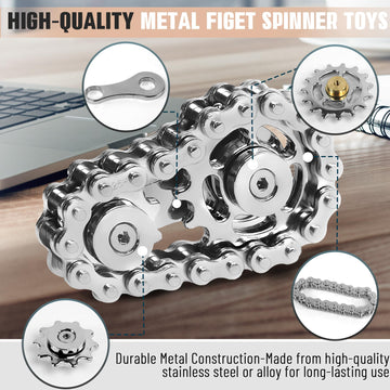 Fidget Toys For Adults Metal Fidget Bike Chain Assemble Fidgets Spinners Toy For Teens Cool Gadgets Desk Office Gift Anxiety Rel
