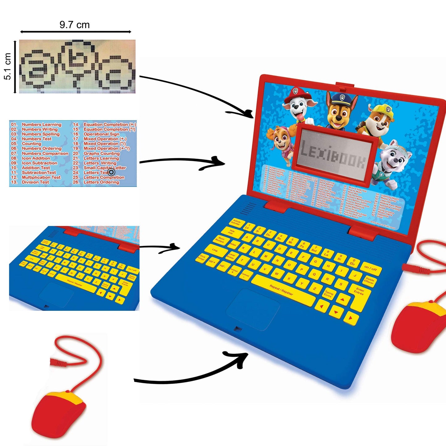 Lexibook Paw Patrol - Educational And Bilingual Laptop Spanish/English - Toy For Child Kid (Boys & Girls) 124 Activities, Learn