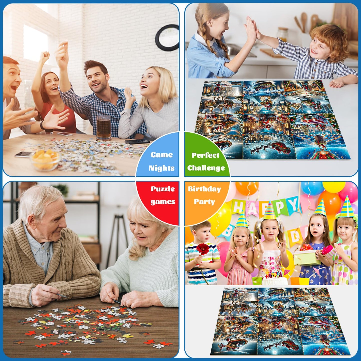 Christmas 1000 Piece Puzzle For Adults, Busy Santa Claus Jigsaw Puzzle Challenging Night Game, Winter Holiday Puzzles Interlock