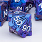 Orifantou 7Pcs Metal Dnd Dice Set With Box, Debris Rpg Blue White D And D Dice For D&D Tabletop Games Role Playing Game Polyhedr