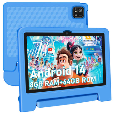 Nrkdubq Tablet For Kids, 10.1 Inch Ips Hd Touchscreen Android 14 64 Gb Storage, 8Gb Ram, Octa Core Kids Tablet, Parental Control