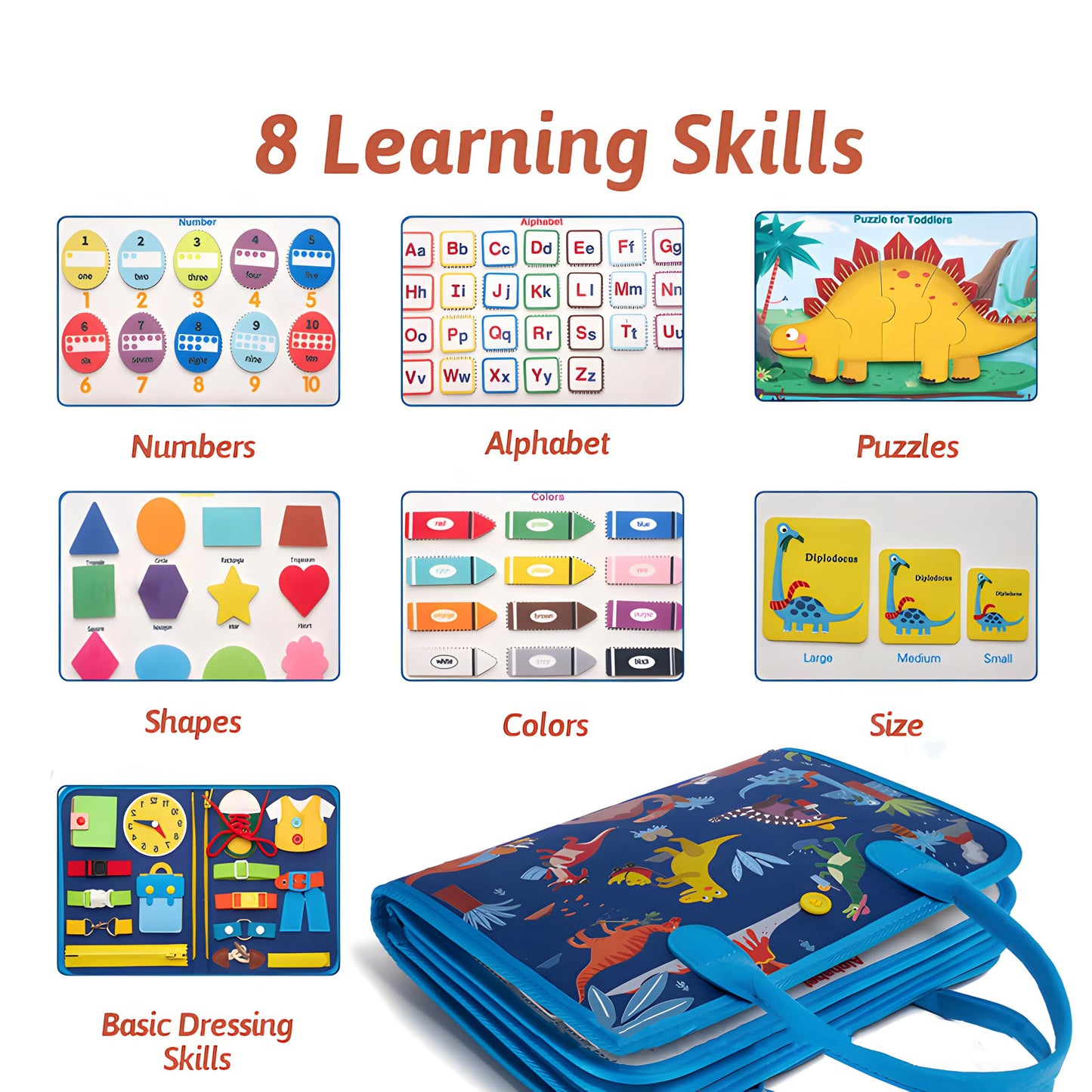 Busy Board for Toddler 1 2 3 4 Year Montessori Busy Book Sensory Learning Toys for Boys Girls Preschool Toys Birthday Idea Gift