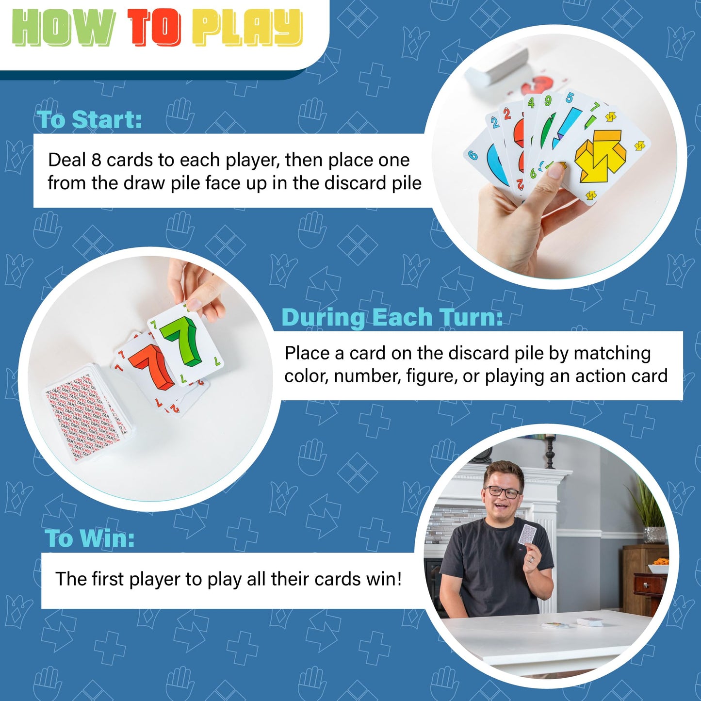 Amigo Games Super Taki Classic Playing Cards Game - Match Your Cards to the Color or Shape in the Discard Pile - Perfect for Fam