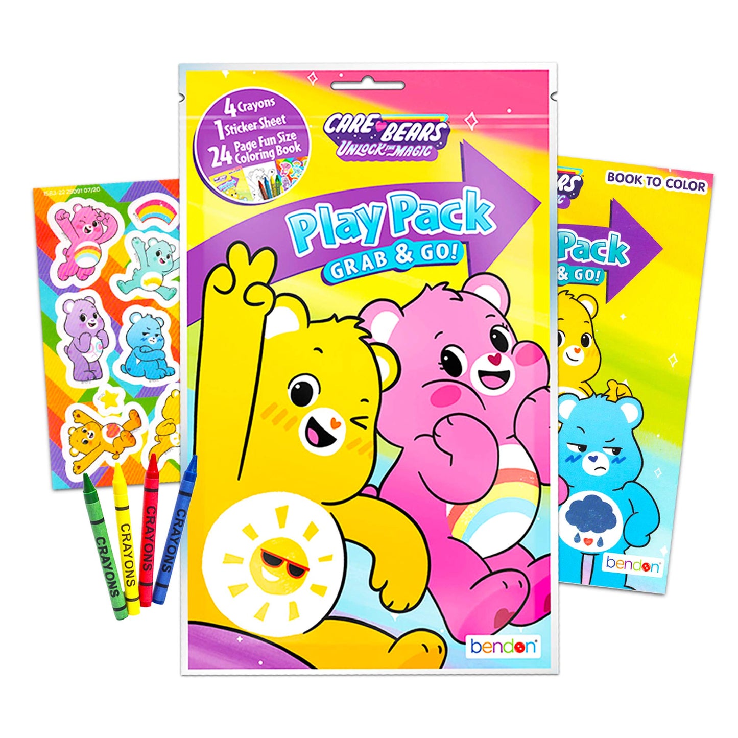 Bendon Care Bears Ultimate Party Favors - 12 Sets with Stickers, Coloring Books & Crayons