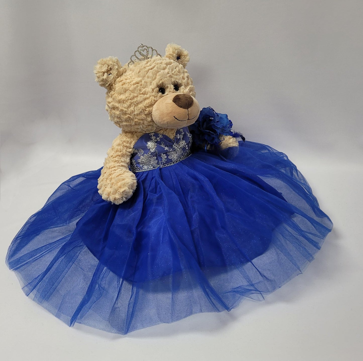 Kinnex Collections By Amanda 20'' Quince Anos Teddy Bear With Dress (Centerpiece) ~ B16632-15 (Royal Blue)