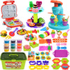 COREPR Toys 62 Pcs 3 in 1 Color Dough Kitchen Creations Food Modeling Playset with Portable Box,Ice Cream Hamburger Maker Machin