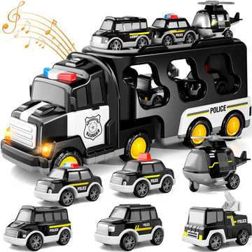 Doloowee Police Truck Toys Toddlers 3 4 5 6 Years Old, 7 In 1 Truck Friction Power Toy Car Christmas Birthday Gifts For Boys & G