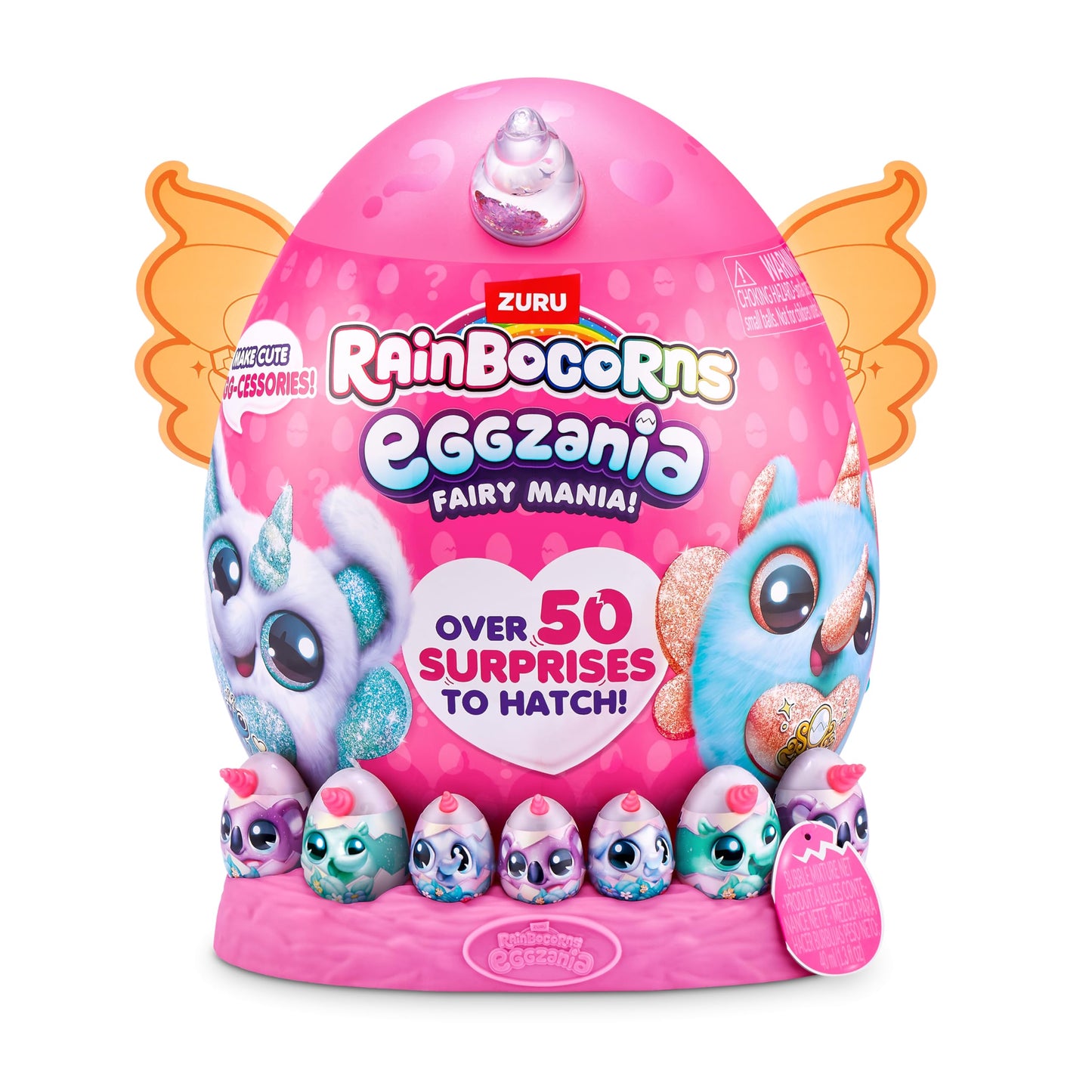 Eggzania Fairy Mania (Rhino) By Zuru, Plush Toy, Collectible Plush, Surprise Eggs, Wearable Accessories, Slime, Toys For Girls