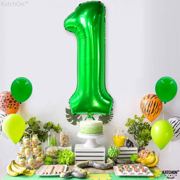 Katchon, Green One Balloon For First Birthday - Large 40 Inch | Green Number 1 Balloon For Wild One Birthday Decorations For Boys | Green 1 Balloon For First Birthday | Golf First Birthday Decorations