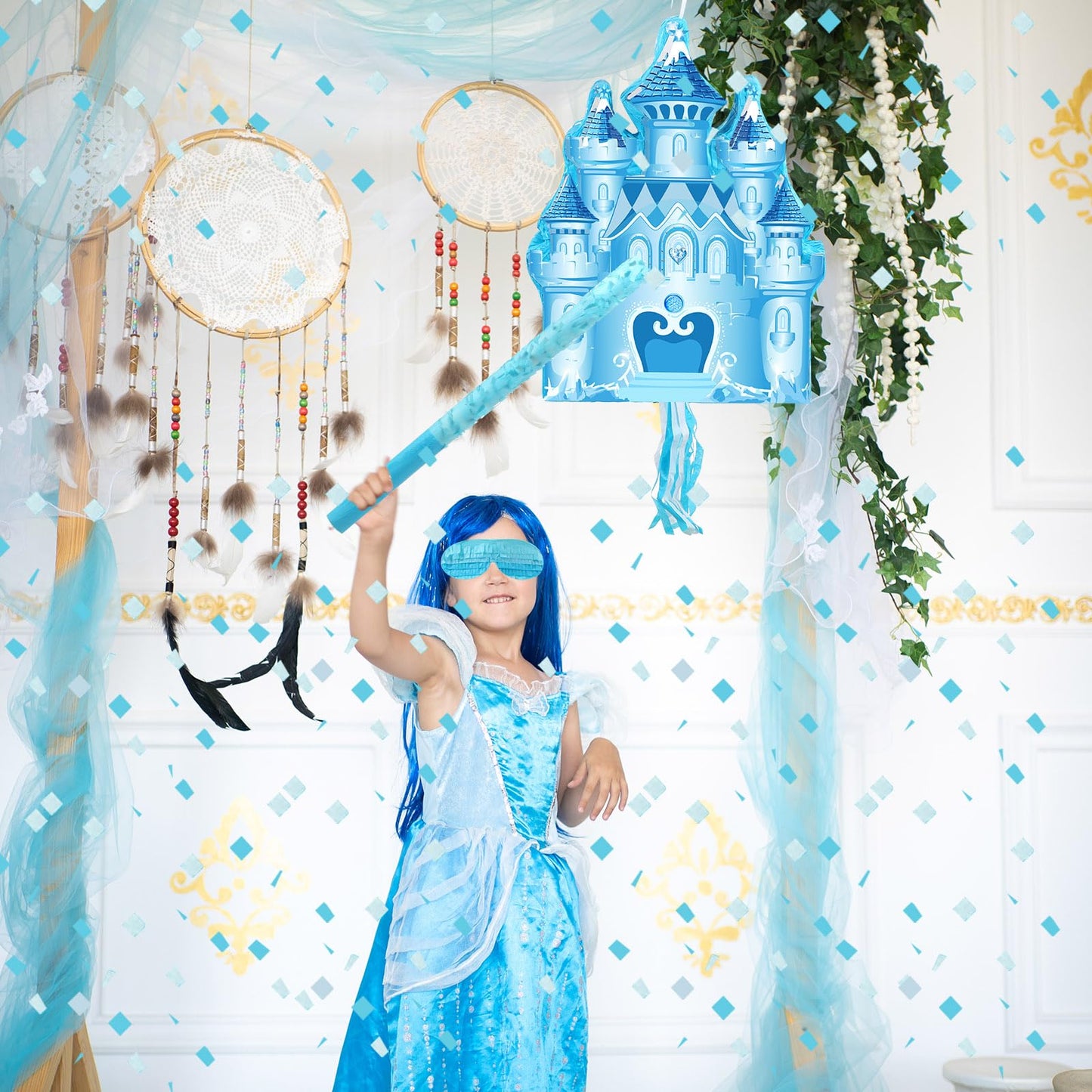 Harrycle Winter Piata Christmas Piata Wonderland Themed Piata with Blindfold Bat for Christmas Princess Winter Theme Birthday Pa