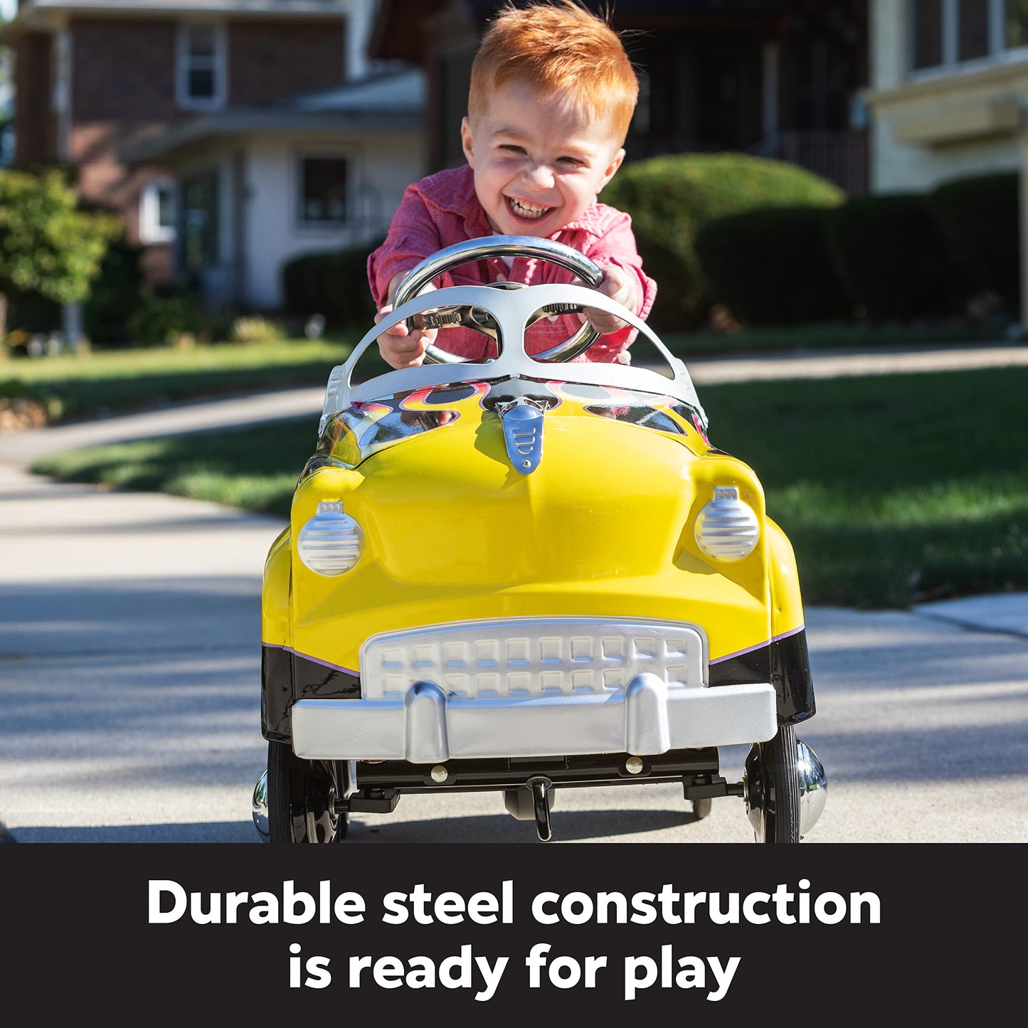 Kid Trax Toddler Classic Pedal Car, Kids 3-5 Years Old, Max Weight 60 lbs, Durable Steel, Street Rod, Large