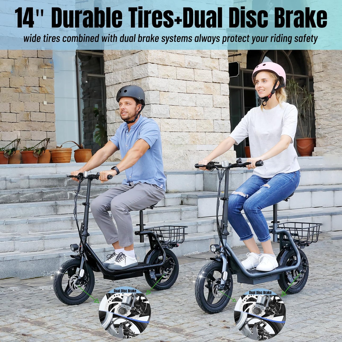 Caroma Peak 560W Electric Scooters For Adults, 14'' Tire,188Wh Battery, 15Miles Range, 20Mph Top Speed, Adjustable Electric Scoo