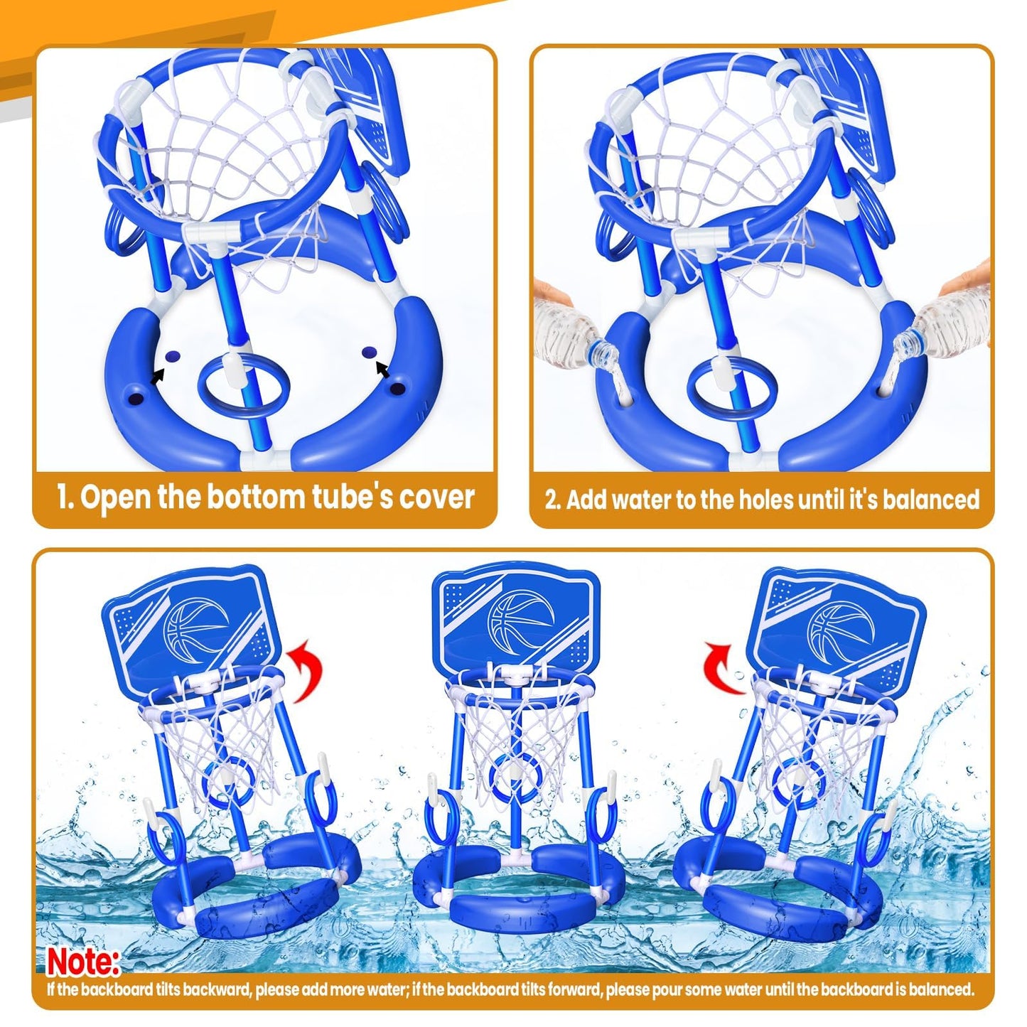 Springflower Pool Basketball Hoop With Backboard, Kids & Adults Swimming Pool Floating Basketball Pool Game,Pool Floating Basket