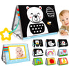Aboosam Tummy Time Mirror Baby Toys 0-6 Months - Infant Toys Black And White High Contrast Baby Crinkle Toys 0-3 Months With Teether - Montessori Newborn Brain Development Sensory Toys For Babies