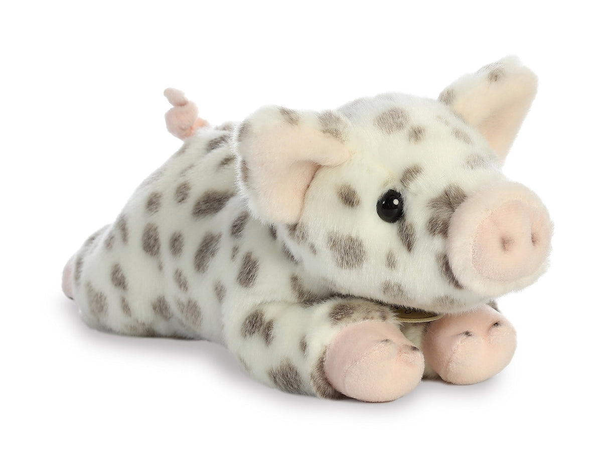 Aurora Realistic Miyoni Spotted Piglet Stuffed Animal - Lifelike Detail - Cherished Companionship - White 11 Inches