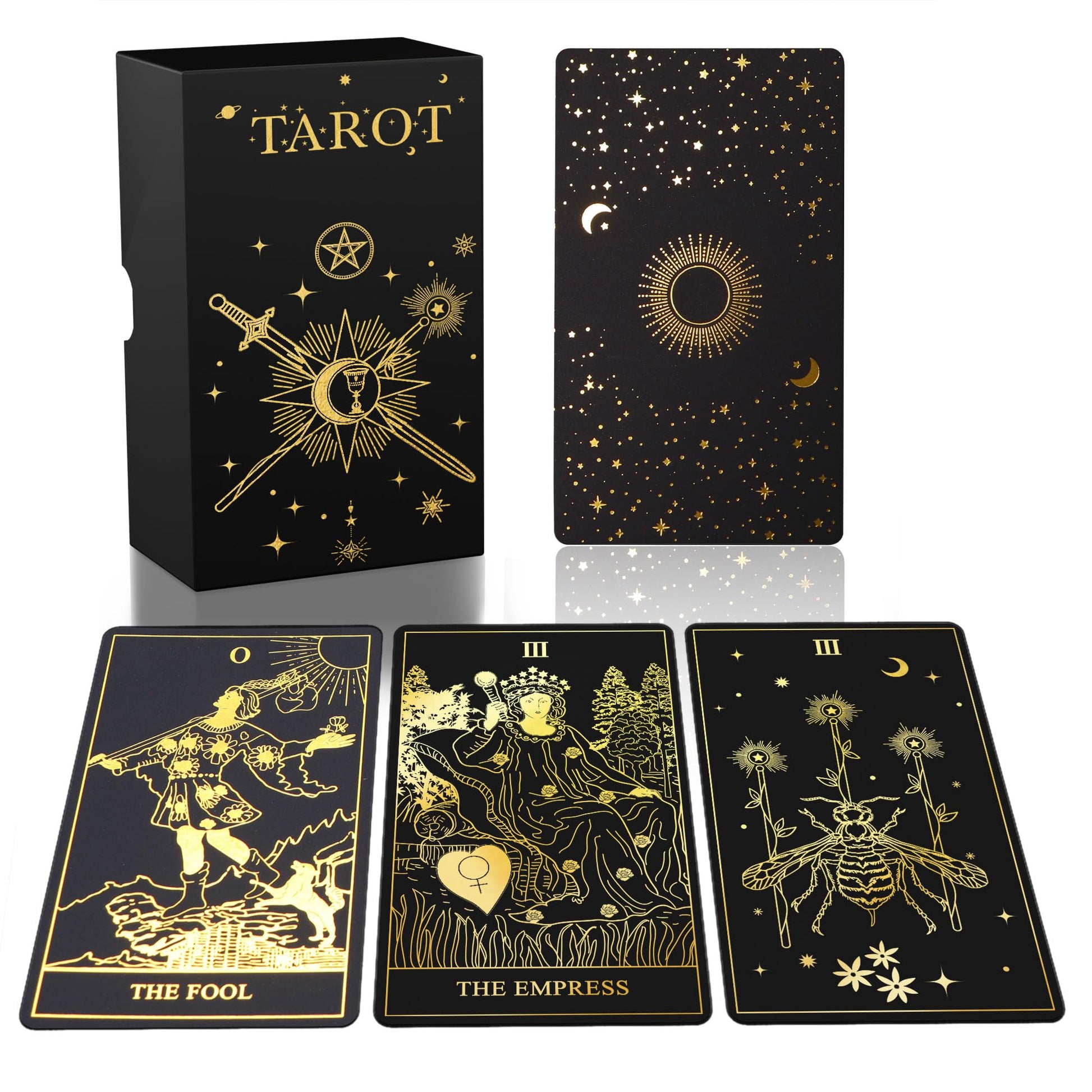 Acelion Original Tarot Card Set With Guide, 78 Pieces Of Tarot Cards With Gold Foil On The Surface, Fortune-Telling Game, Tarot For Beginners
