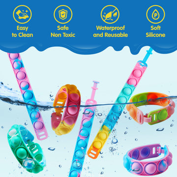 Joyin Pop Fidget Toys Pops Bulk 100 Pack Party Favors For Kids 4-8,8-12 Year, Fidget Bracelets Sensory Toys For Classroom Birthday Carnival Prizes Gifts Goodie Bags Stuffers For Kids