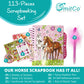 Horse Scrapbook Kit for Girls | Equestrian DIY Scrapbooking Kit for Little Girl and Tween Gifts | 114 Piece Scrapbook and Statio