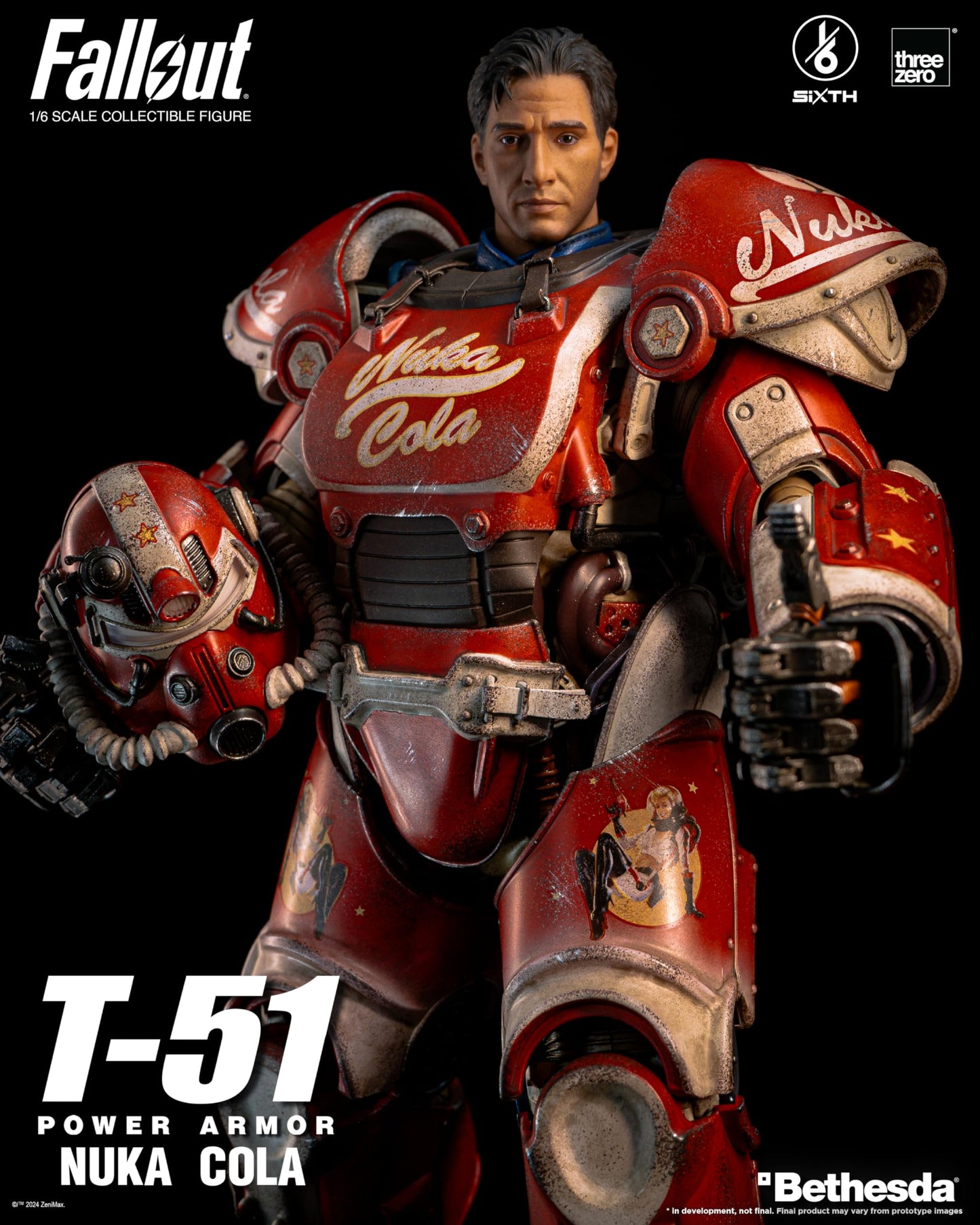 threezero Fallout T-51 Nuka Cola Power Armor Action Figure 1/6 Scale 14.5" Multicolor Model 3Z07730W0