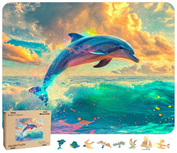 Reouinty Wooden Puzzle For Adults, Dolphin Wooden Jigsaw Puzzles(19.1 * 15.2In-500Pcs), Beautiful Wooden Puzzle With Box Birthda
