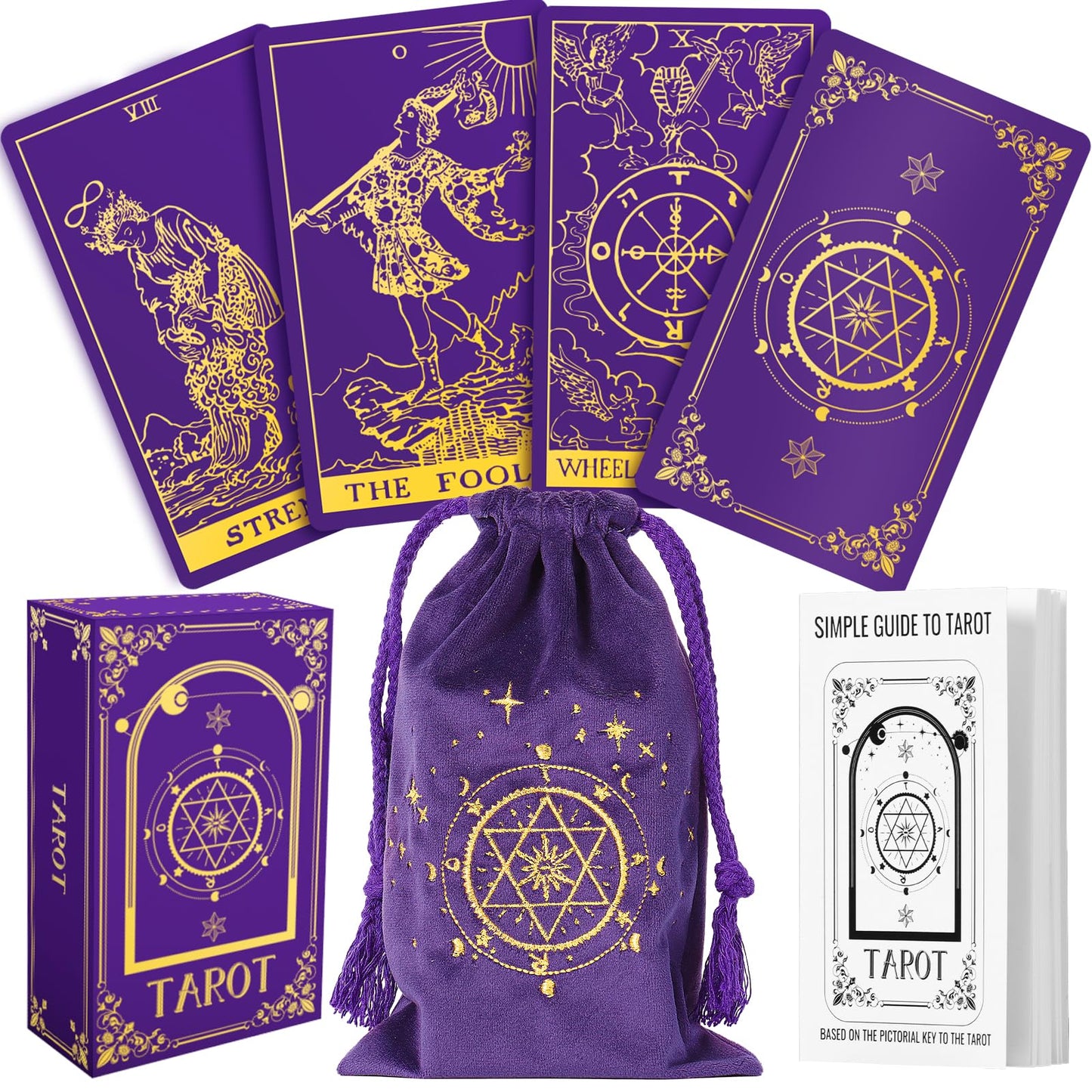 Hihealer 78 Tarot Cards Deck With Guide Book And Linen Carry Bag, Classic Original Tarot Cards For Beginners To Experts, Witchy