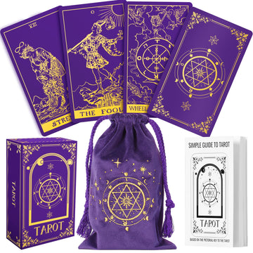 Hihealer 78 Tarot Cards Deck With Guide Book And Linen Carry Bag, Classic Original Tarot Cards For Beginners To Experts, Witchy