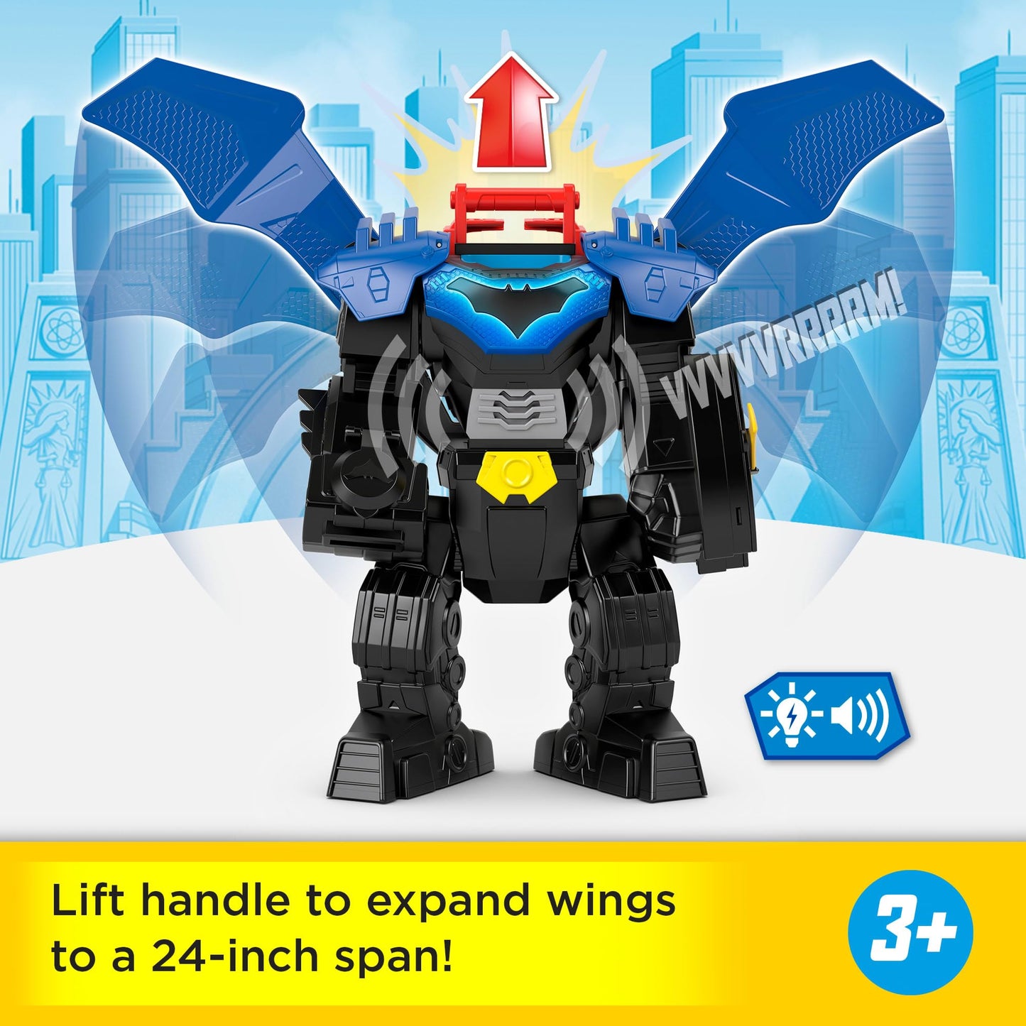 Fisher-Price Imaginext DC Super Friends, Batman Flight Mech with Lights, Sounds Motion & 3-inch Action Figure, 14.5-inch Toy Inc