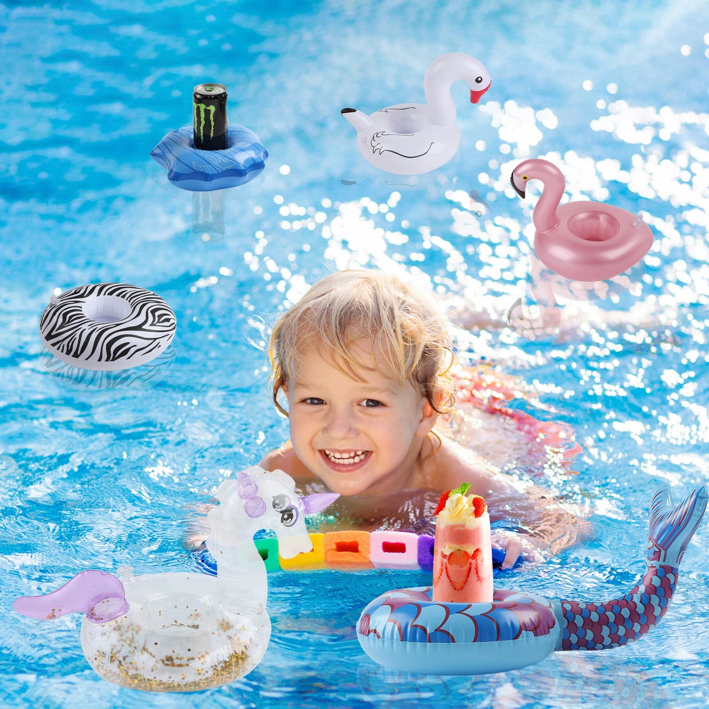 Kleeblatt Pool Drink Floaties, Doughnut Inflatable Drink Holders Floating Cup Holders Drink Floats For Pool Party