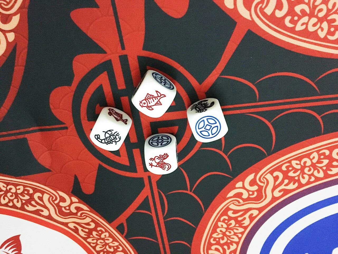 Pop Bunny Chinese New Year Dice Game - Fish Prawn Crab - 39.1"x26.5" - Premium Material - Multicolor