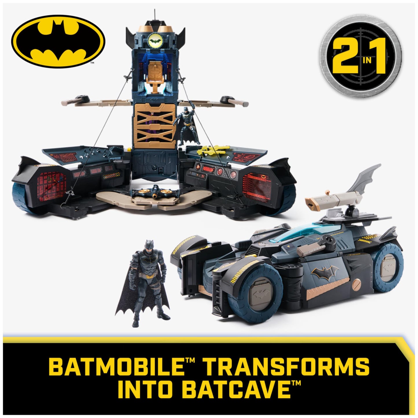 DC Comics Batman Ultimate Transforming Batmobile Playset 2-in-1 with Exclusive Figure, Lights & Sounds, Kids Toys for Ages 4+