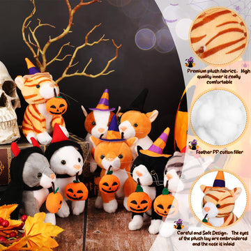 8 Pieces Plush Pets 5 Inch Stuffed Animals Bulk Assorted Cute Stuffed Pet Animal Plush Toys Small Plush Animals For Halloween Kid Classroom School Pet Party Favors Supplies Decoration (Creep Cat)