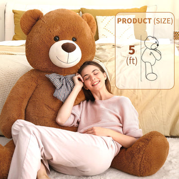 Maogolan Big Teddy Bear 5Ft For Girlfriend - Large Teddy Bear Stuffed Animal With Smiling Face - Cuddly Valentines Teddy Bear For Boyfriend,Wife,Lover