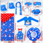 11 Pcs Christmas Elf Accessories Include Blue Elf Doll Sleeping Bag Apron Chef Hat Ear Muffs Scarf Hoodie Eye Mask Socks Mask Wi