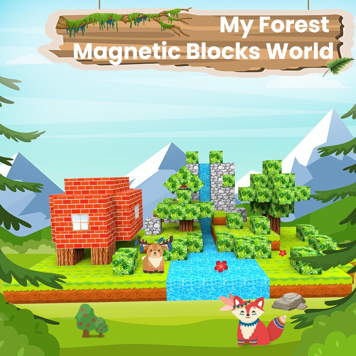 YOTOY Magnetic Blocks Toy for Kids Age 3 4 5 6 7 8 Years Old, Magnetic Building Blocks, Magnetic Blocks for Kids Ages 4-8, Magna