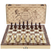 AMEROUS Chess Set - 12"x12" Folding Wooden Board Game with Magnetic Pieces - Ivory, Bronze, Brown - Model 19001 for 2 Players