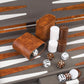 Buweeo Backgammon Set, 15 Inch Portable Board Game With Pu Leather Case For Adults, Brown Backgammon Travel Set