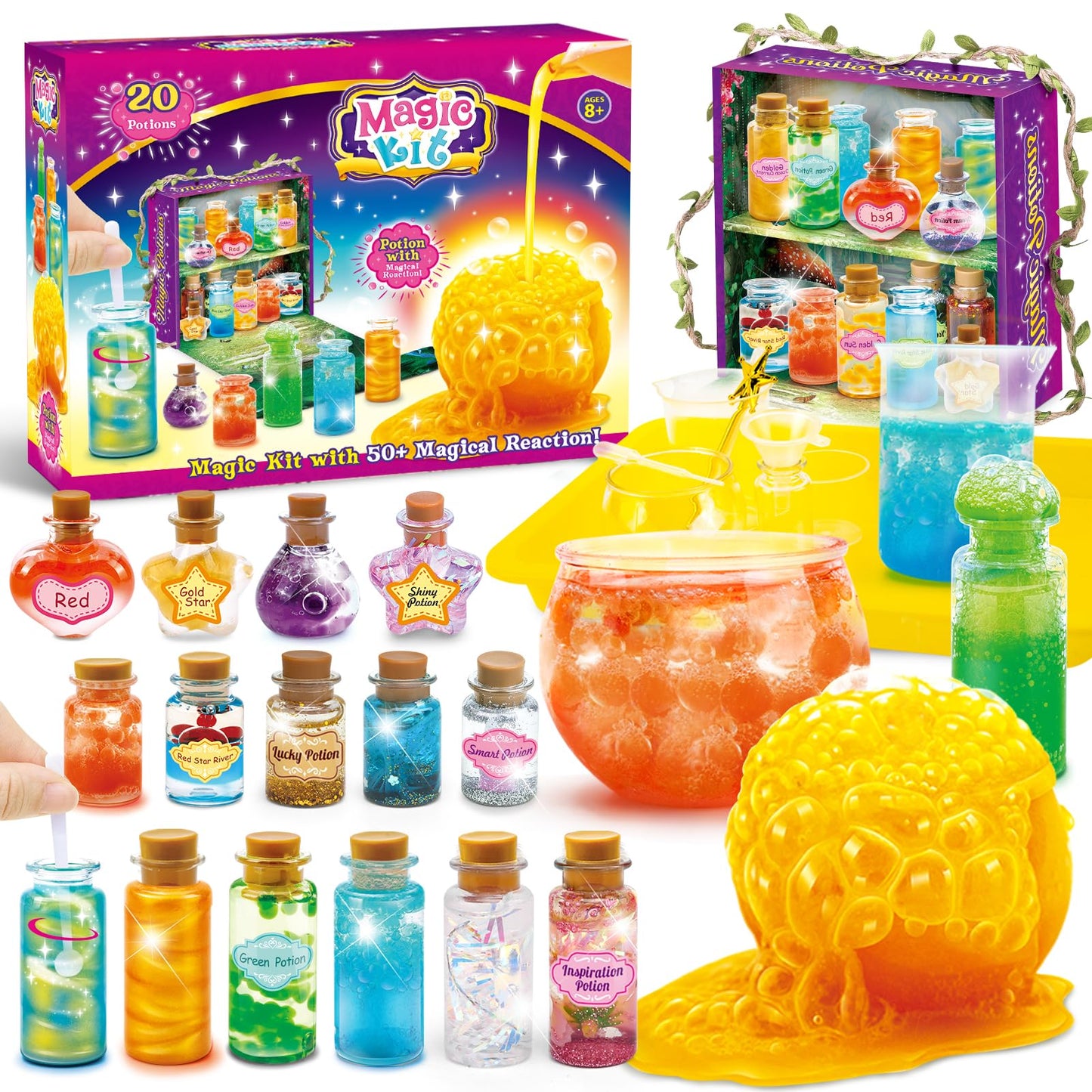 Wookidel Fairy Magic Kit For Kids With 20Pcs Magic Potion Bottles And Plate - Magical Fairy Making Craft Kit - Gift For Easter, 