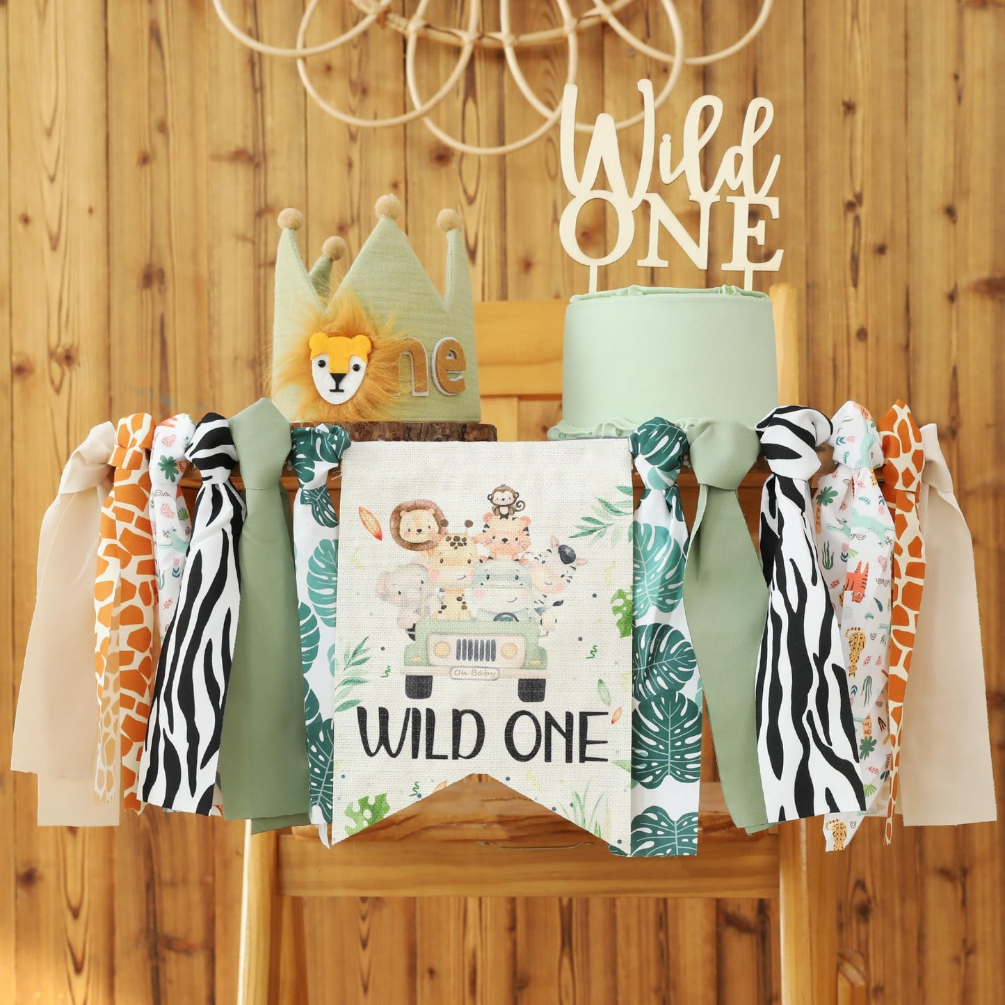 HODIHIWI Wild One Birthday High Chair Banner Party Decoration For Boys Jungle Theme Decorative For Kids Bedroom