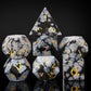 UDIXI Gemstone Dice Set DND, 7PCS Natural Snowflake Stone D&D Dice Set with Leather Gift Case for Dungeons and Dragons Table Gam
