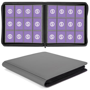 SMYV 12 Pocket Trading Card Binder  enhanced PU Cover Card Binder for 720 Cards  Ringless Side Loading Card Collection Album Folders for MTG  TCG  Game Cards & Sports Cards (Grey)