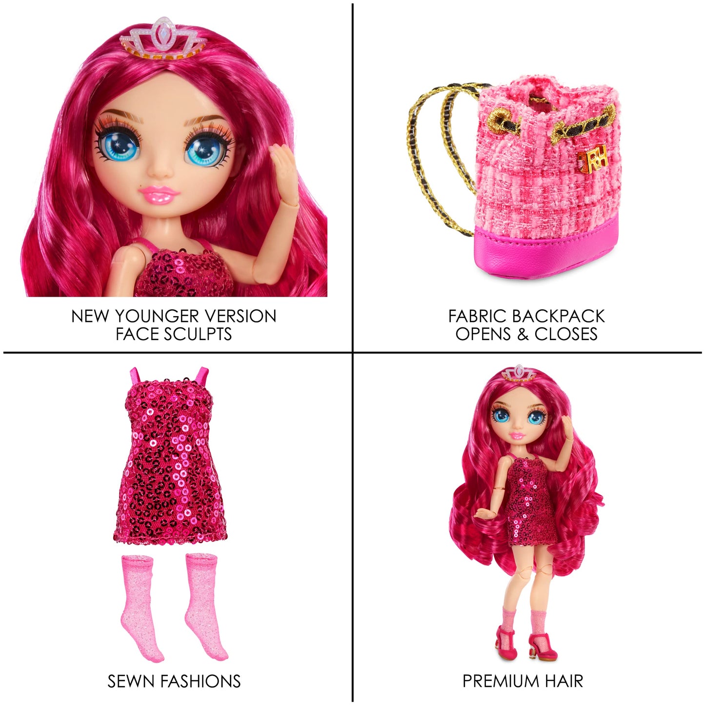 Rainbow High Jr High Series 2 Stella Monroe- 9'' Fuchsia Pink Posable Fashion Doll With Designer Accessories And Open/Close Back