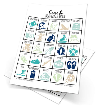 Craftivity Designs Beach Scavenger Hunt Games For Kids, Outdoor Or Indoor, Birthday Party, Road Trip, Travel Activities, Include