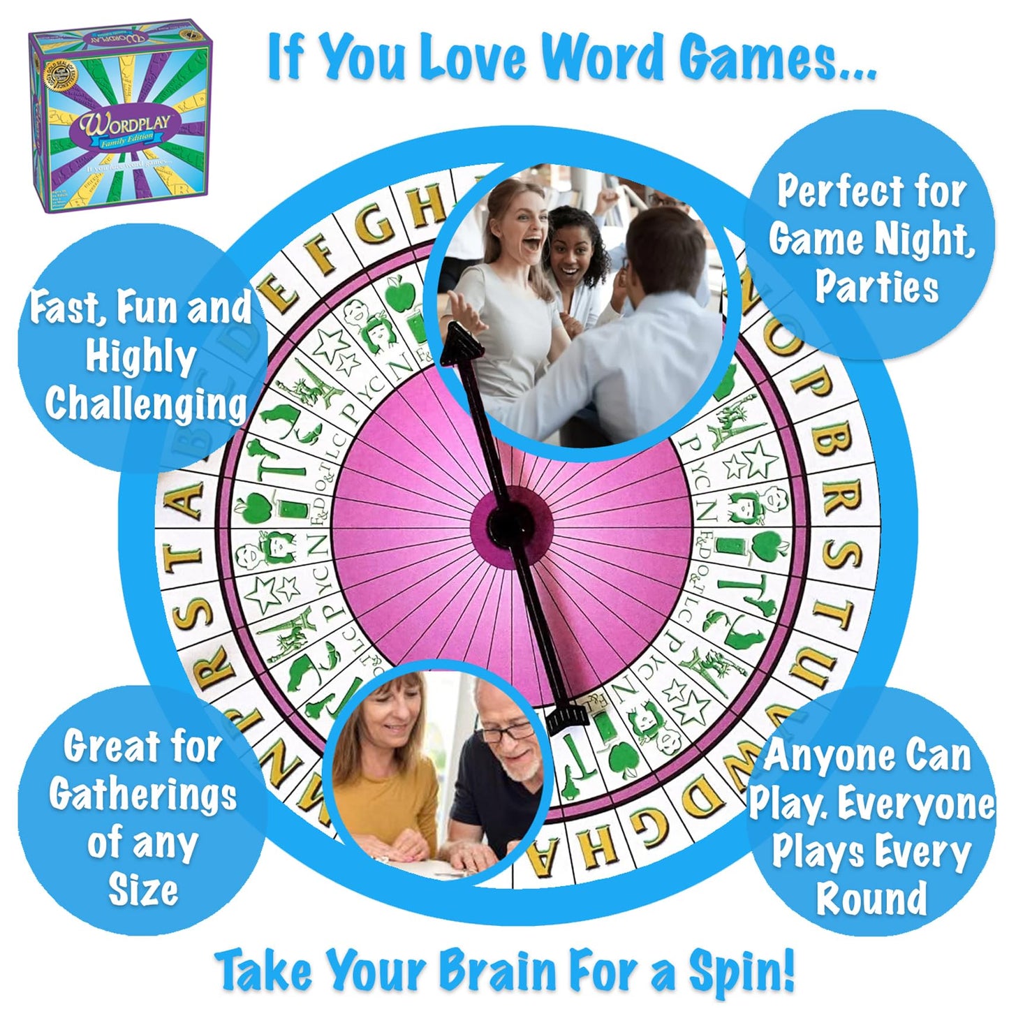 Game Development Group Wordplay Board Game – Fast-Paced Family Fun, Large, Multicolored, Model 11172