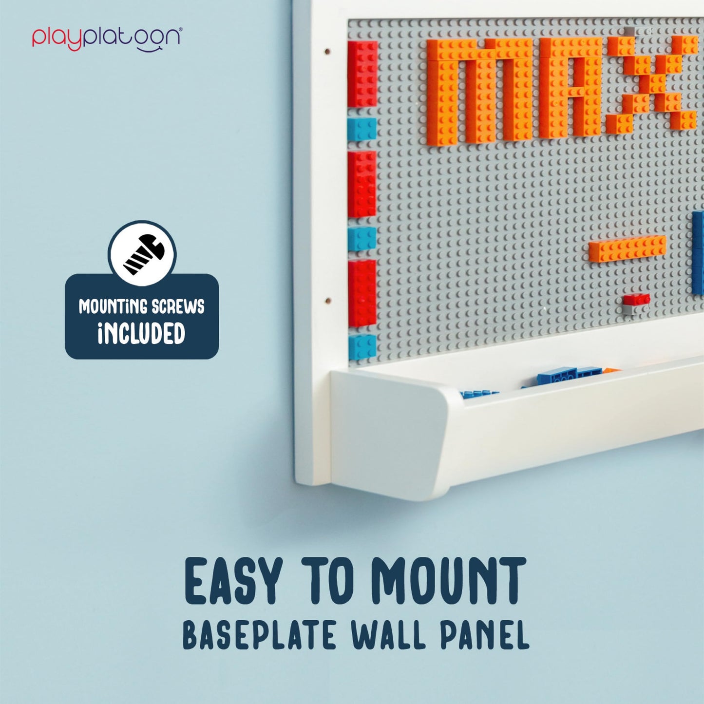 Play Platoon Building Brick Wall Mount Activity Toy - 21x14 inch Plastic Baseplate, Compatible with Major Brands
