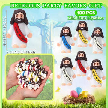 AIRNEY 50 PCS Little Jesus Figures Easter Religious Jesus Toys, Mini Jesus Figurines in Bulk, Easter Jesus Loves You Christ Toys