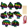 AUGSUN 96Pcs Thanksgiving Fall Crafts, Magic Rainbow Scratch Paper Art Cute Turkey Crafts Activity Gifts Autumn Harvest Thanksgi