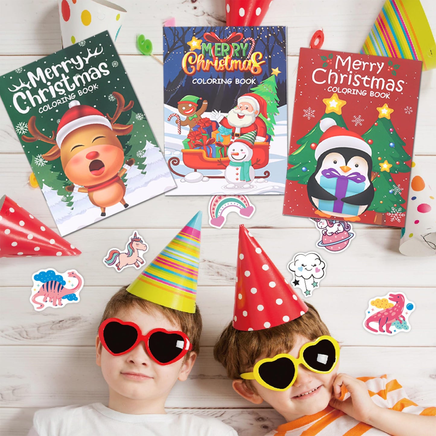 48Pcs Christmas Coloring Book for Kids with Crayons, Christmas Activity Books Mini Coloring Book Bulk DIY Art Drawing Book Set X