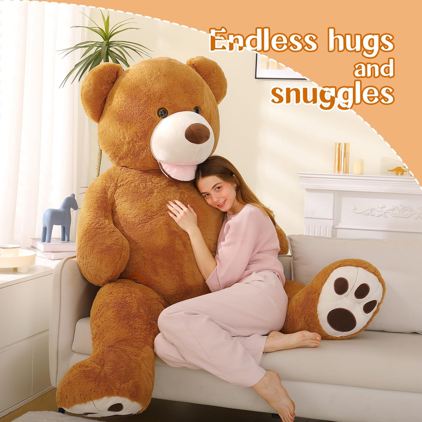 Maogolan Giant Teddy 6 Feet Tall, Valentines Gift - Adorable Human Size Bear Plush For Girlfriend, Boyfriend, Wife, Long Distance