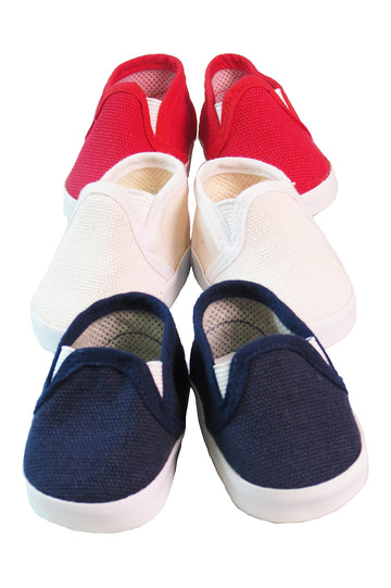 American Fashion World Red White and Blue Canvas Slip-Ons for 18-Inch Dolls | 3 Pack | enhanced Quality & Trendy Design | Dolls Shoes | Shoe Fashion for Dolls for Popular Brands