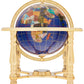 Unique Art 10-Inch Tall Table Top Blue Lapis Ocean Gemstone World Globe With 4 Leg Gold Stand